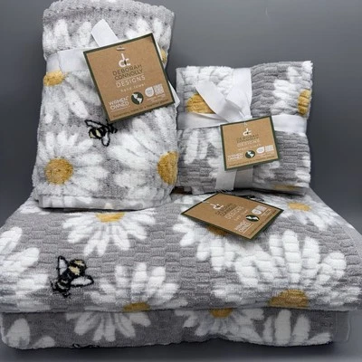 Juego de toallas de baño Deborah Connolly Bumble Bee de 8 piezas gris margarita floral Foto 1 de 4