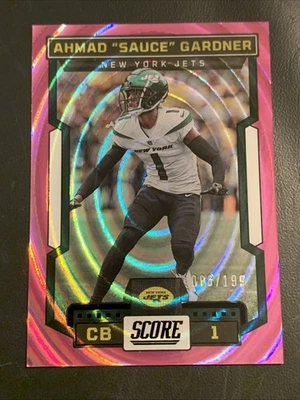 Ahmad Sauce Gardner 2023 Panini Score Pink Ellipse 86/199 #292 New York Jets - Image 1 of 4