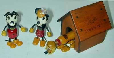 Walt Disney FUN-e-FLEX Trio 3.5” Mickey Mouse + Minnie + Pluto + Repro Doghouse - Image 1 of 4