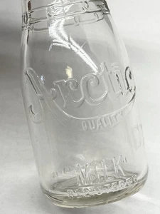 Vintage Embossed Glass Milk Bottle - Arctic Milk Half Pint - Picture 1 of 7