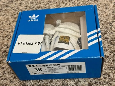 Adidas Originales Blanco/Negro Superstar Cuna Bebé Entrenadores Zapatos S79916 Talla 3K Foto 1 de 3