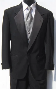 43R Classic Mens Black One Button Notch Tuxedo Package for Prom Wedding Discount - Picture 1 of 4