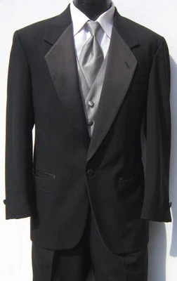 41R Classic Mens Black One Button Notch Tuxedo Package for Prom Wedding Discount - Image 1 of 2