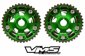 VMS HONDA PRELUDE H22 DOHC ENGINES ADJUSTABLE BILLET CAM GEARS PAIR QTY 2 GREEN - Picture 1 of 5