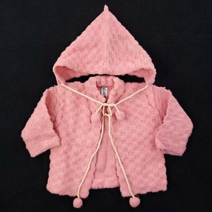 German Vintage Baby Toddler Knit Hat Cap Jacket Outfit Pink 50s Lago Apolda Sz 2 - Picture 1 of 11