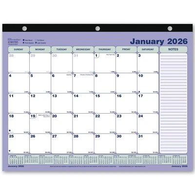 2026 Brownline C181721 Desk Pad Calendar 11 x 8-1/2", 3-Hole Punched