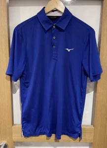 Mizuno Golf Medium Embroidered Logo Polo Athletic Sports Royal Blue White Shirt - Picture 1 of 9