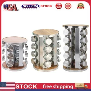 US 12/16/20 Jar Stainless Steel Revolving Spice Rack Organizer Rotating for Cabi - Picture 1 of 21