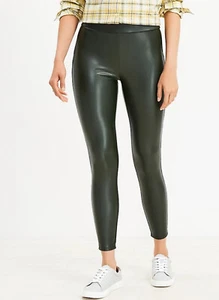 LOFT Faux Leather Leggings in Green Size M nwt - Picture 1 of 3