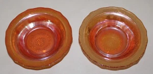 1930's Federal Glass Normandie Bouquet and Lattice Fruit Bowls, Marigold - Picture 1 of 14