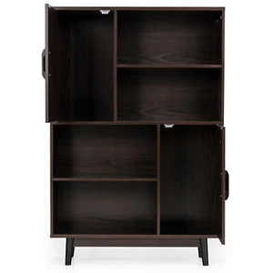 Bookshelf Cupboard Sideboard Storage Cabinet w/Door Shelf Espresso - Picture 1 of 8