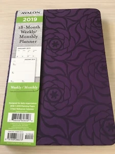 Calendario semanal/mensual Avalon 2019 18 meses planificador libro de citas púrpura - Imagen 1 de 12