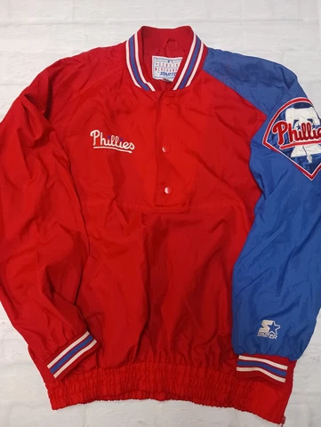 Starter MLB Philadelphia Phillies 1/4 Button Down in Red & Blue Size XL Cover