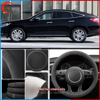 Cubierta de volante de coche de cuero gamuza al sudor resistente al desgaste para Honda Crosstour Foto 1 de 4