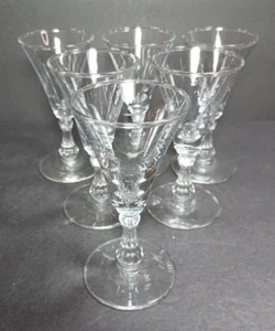 Vintage Crystal Stemmed Cordial Fluted Aperitif Gin Glasses Set of 6 Barware - Picture 1 of 16