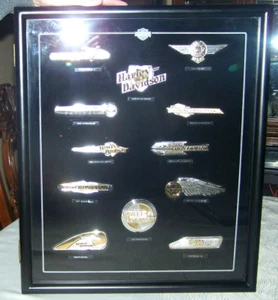 Harley Davidson Tank Insignia Emblems Sterling Silver 925 Framed Franklin Mint - Picture 1 of 12