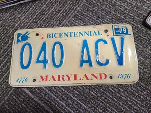 Matrícula única 1976 Maryland Bicentenario 040ACV - Imagen 1 de 1
