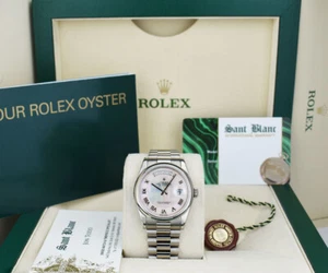 ROLEX 18kt White Gold Day Date President Pink MOP Deco Dial 118209 SANT BLANC - Picture 1 of 7