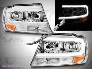 Nuevo conjunto de faros cromados barra c LED 99-04 Jeep Grand Cherokee - Imagen 1 de 4