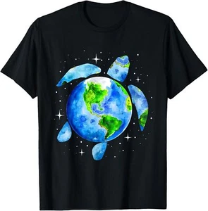 Earth Day 2022 Restore Save the Planet Earth Sea Turtle Art T-Shirt Hoodie - Picture 1 of 11