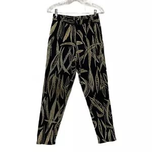 Juana de Arco grafische Schweißhose Jogger schwarz beige tropische Blätter Größe S #AA - Bild 1 von 8