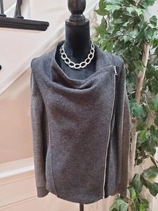 INC International Womens Grey 100% Wool Long Sleeve Side Zip Up Jacket Large - Picture 1 of 12