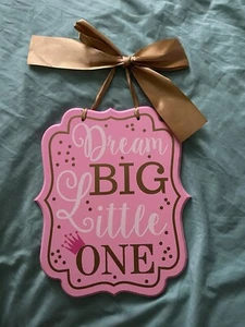 1st Birthday Girl "Dream Big Little One" Sign pink gold - Picture 1 of 2