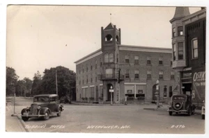 DOBBIN'S HOTEL WEYAUWEGA WISCONSIN RPPC PHOTO POSTCARD CARS - Picture 1 of 2