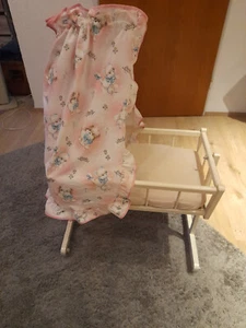 Puppenbett,Puppenwiege mit Matratze und Himmel - Bild 1 von 4