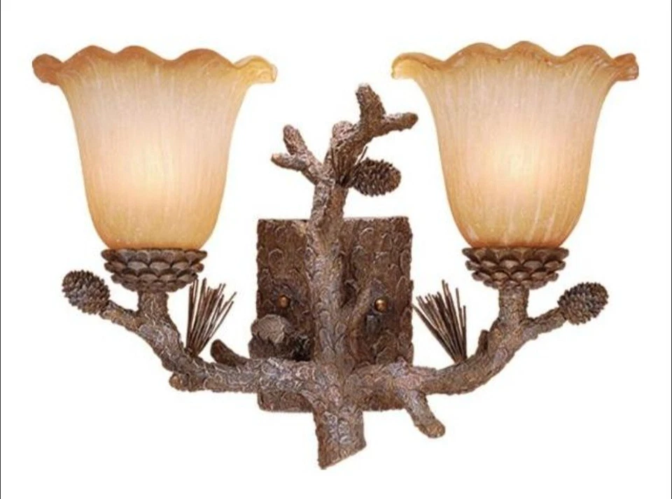 Vaxcel International Aspen  2L Vanity Pine Tree with Brushed Amber Glass - Image 1 of 1