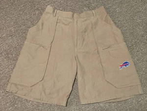 Vintage Mens Medium Reebok Onfield Beige Khaki Buffalo Bills NFL Cargo Shorts - Picture 1 of 10