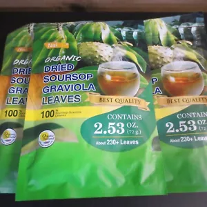 NalLife Organic Soursop Graviola Leaves about 230+Leaves - 3 bags - Picture 1 of 2