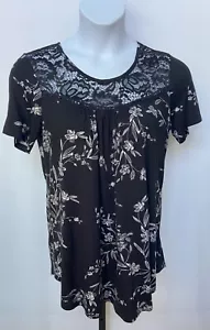 New. Taohuadoa ladies size L floral print blouse with lace trim. - Picture 1 of 9