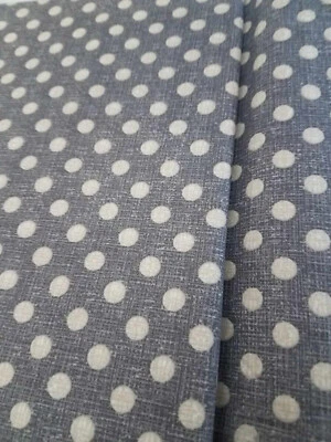 David Textiles 100% Cotton fabric. 2 Yard uncut. Gray and off white Polka Dot - Image 1 of 4