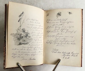 1890s ALBUM AMICORUM - MANUSCRIPT BOOK in GERMAN antique - Picture 1 of 22