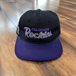 Vintage Sports Specialties Colorado Rockies Mütze verstellbar Druckknopflasche schwarz/lila - Bild 1 von 10