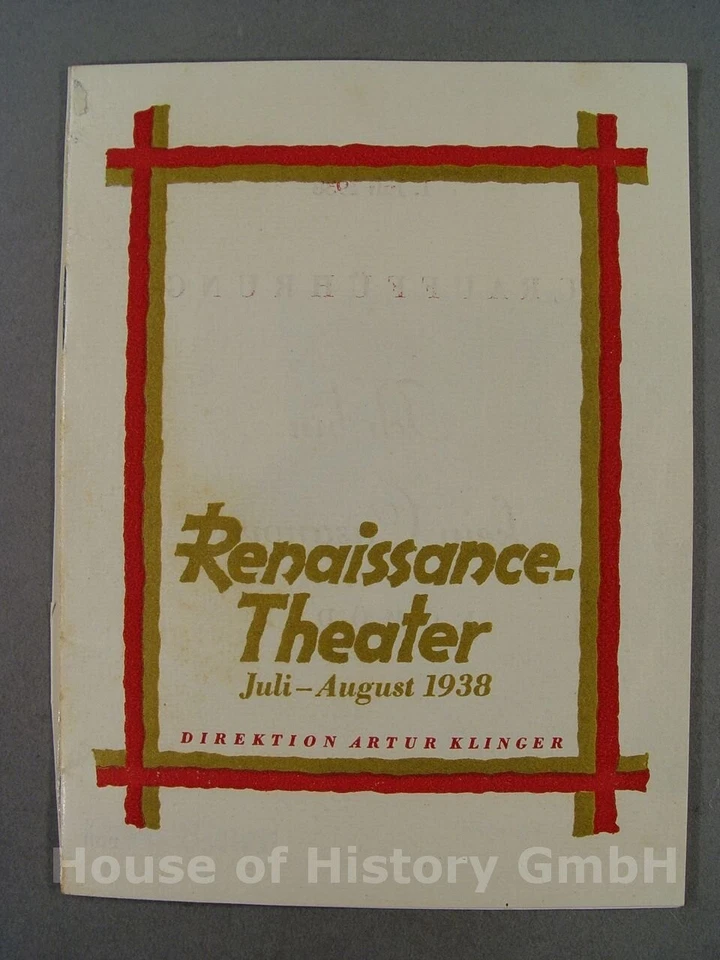 135957, Programm Programmheft, RENAISSANCE-THEATER, Juli-August 1938 - Bild 1 von 4
