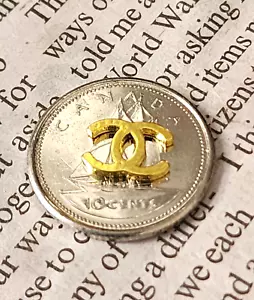 CHANEL BUTTON FLAT DOUBLE SIDED 10 MM BRIGHT GOLD 1 PC - Picture 1 of 2