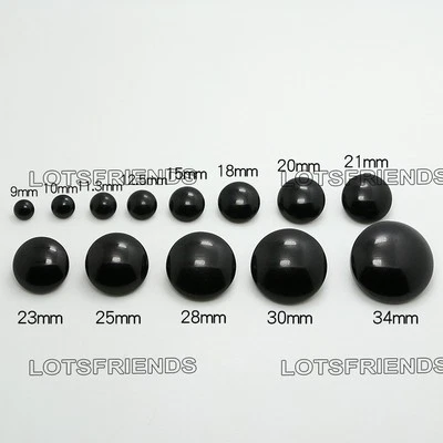 Black Resin Domed Mushroom Craft Sewing Shank Buttons 9-34mm Doll Diy 100pcs/lot - Image 1 of 2