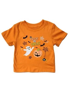 Infant & Toddler Boys Orange Trick Or Treat Halloween Tee Shirt T-Shirt - Picture 1 of 2