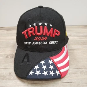 Trump 2024 Keep America Great Hat Cap Strap Back Black Flag Embroidered Men MAGA - Picture 1 of 6