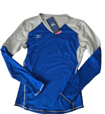 Camisa de Voleibol Mizuno para Mujer XS Gris/Azul Drylite Ligera Manga Larga NUEVA Foto 1 de 4