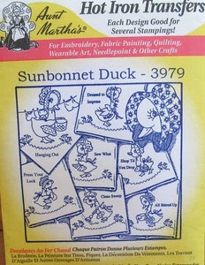 Aunt Marthas 3979 Sunbonnet Duck Girl Kitchen Towel Embroidery Transfer Pattern - Picture 1 of 1