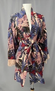 Japna Kimono Small Tropical Print Vacation Coverup Cruise Office Lounge Resort - Picture 1 of 9