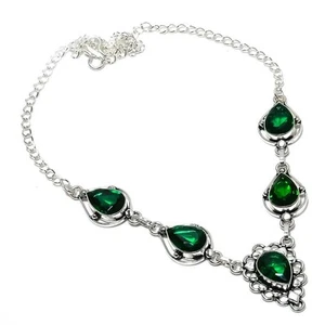 Chrome Diopside Gemstone Handmade 925 Sterling Silver Jwelery Necklace Size 18'' - Picture 1 of 1