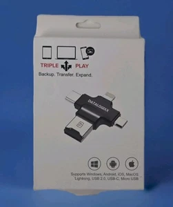 Brand New Datalogixx White 256gb Triple Play Data Transfer USB File Drive - Afbeelding 1 van 7