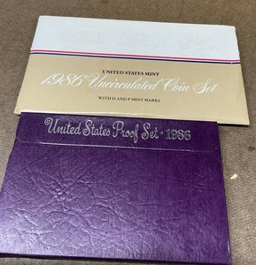 1986 U.S Mint Proof Set AND 1986 Uncirculated U.S Mint Coin set!  NICE PAIR!!! - Picture 1 of 6