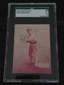 AL SIMMONS SGC 3.5 VG+ 1934-36 Batter-Up HOF Baseball Card #34 - Picture 1 of 5