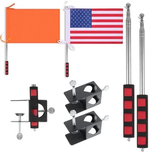 2 Pack American Boat Flag Pole Kit,12" x 18" Water Ski Boat Safety Flag with ... - Picture 1 of 7