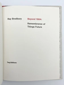 Ray BRADBURY / Beyond 1984 Remembrance of Things Future Signed 1st Edition 1979 - Picture 1 of 3